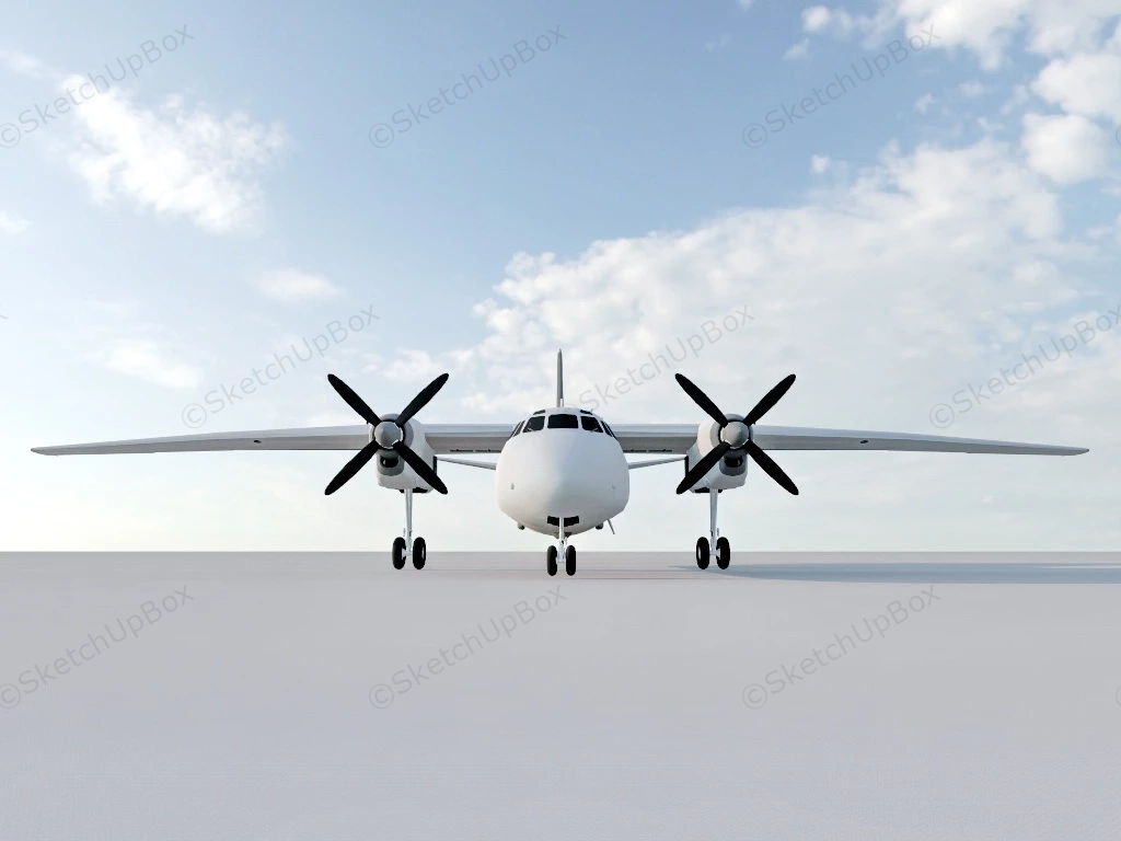 Twin Turboprop Cargo Aircraft sketchup model preview - SketchupBox