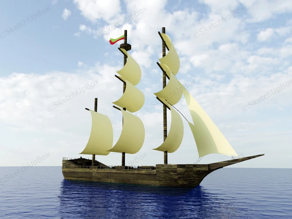 1800s Merchant Ship sketchup model preview - SketchupBox