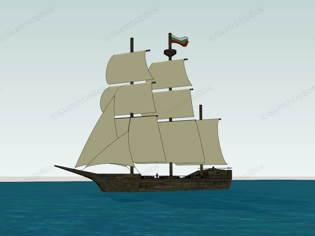 1800s Merchant Ship sketchup model preview - SketchupBox