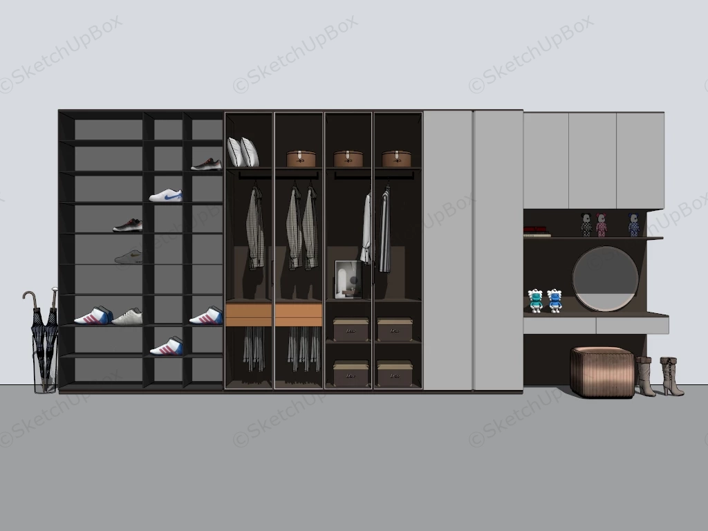 Wardrobe With Dressing Table Design sketchup model preview - SketchupBox