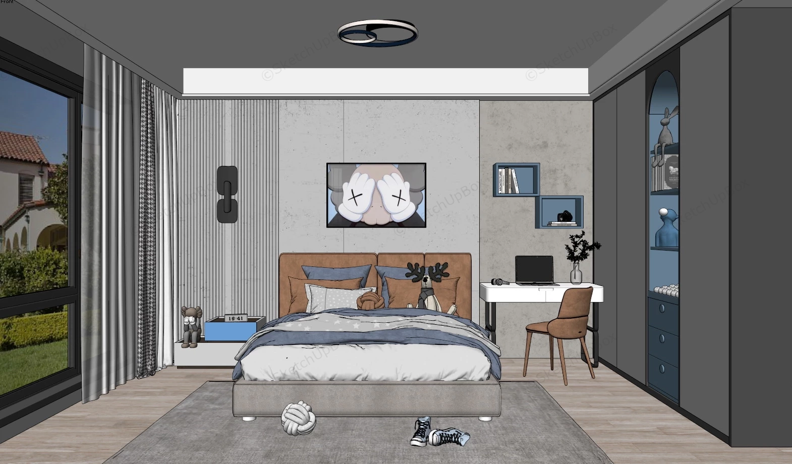 Teen Boy Bedroom Design sketchup model preview - SketchupBox