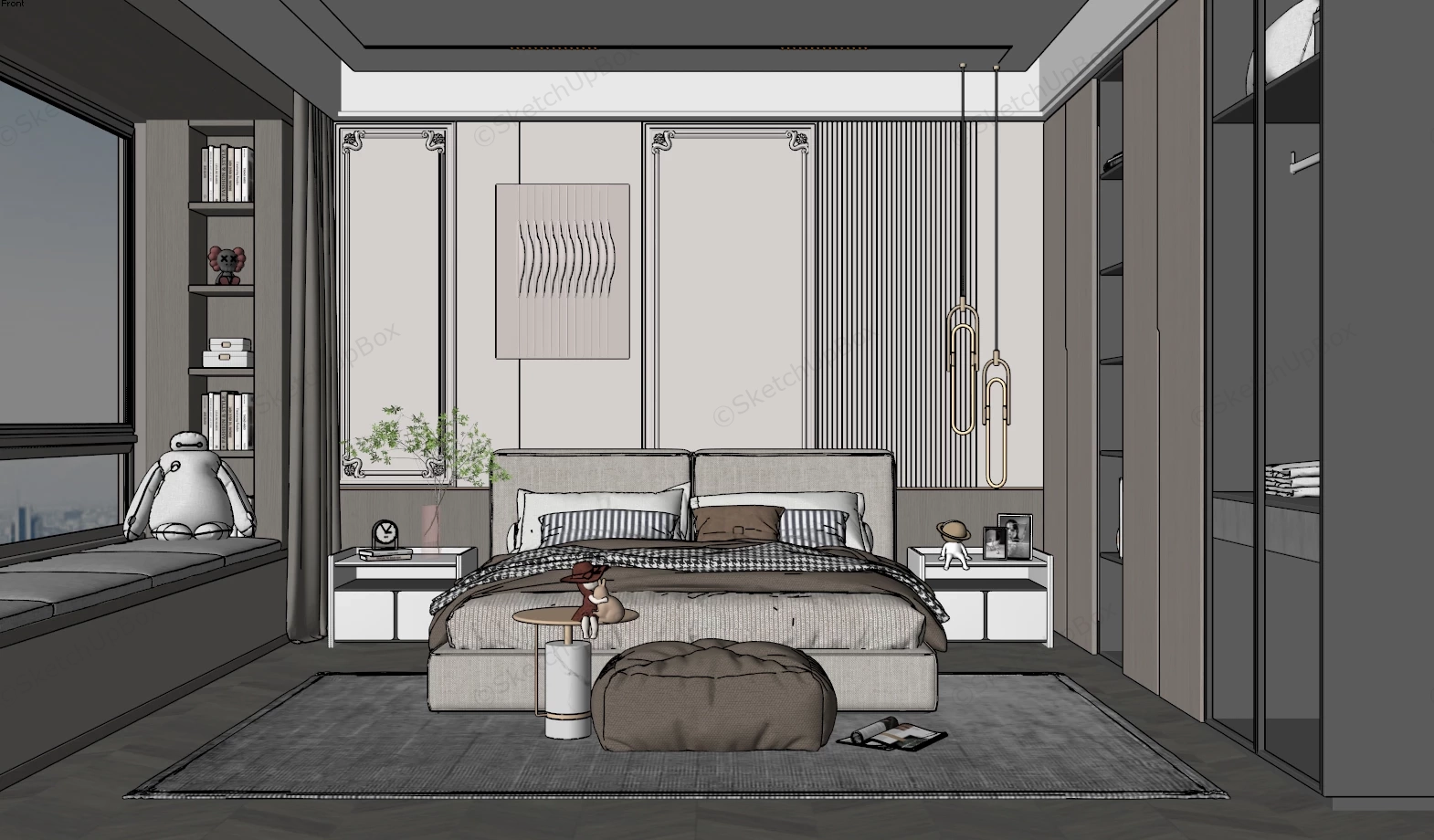 Modern Master Bedroom Design sketchup model preview - SketchupBox