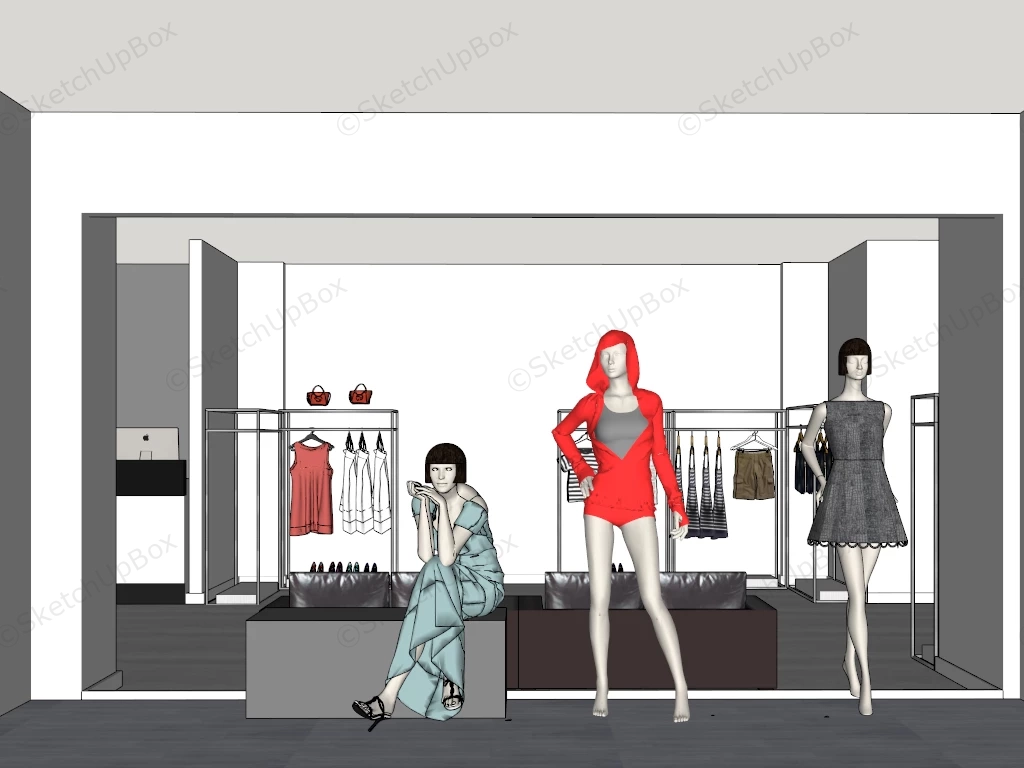 Women's Clothing Store Design Ideas sketchup model preview - SketchupBox