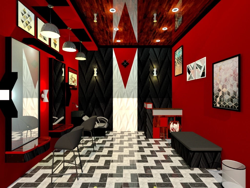 Black And Red Hair Salon Ideas sketchup model preview - SketchupBox