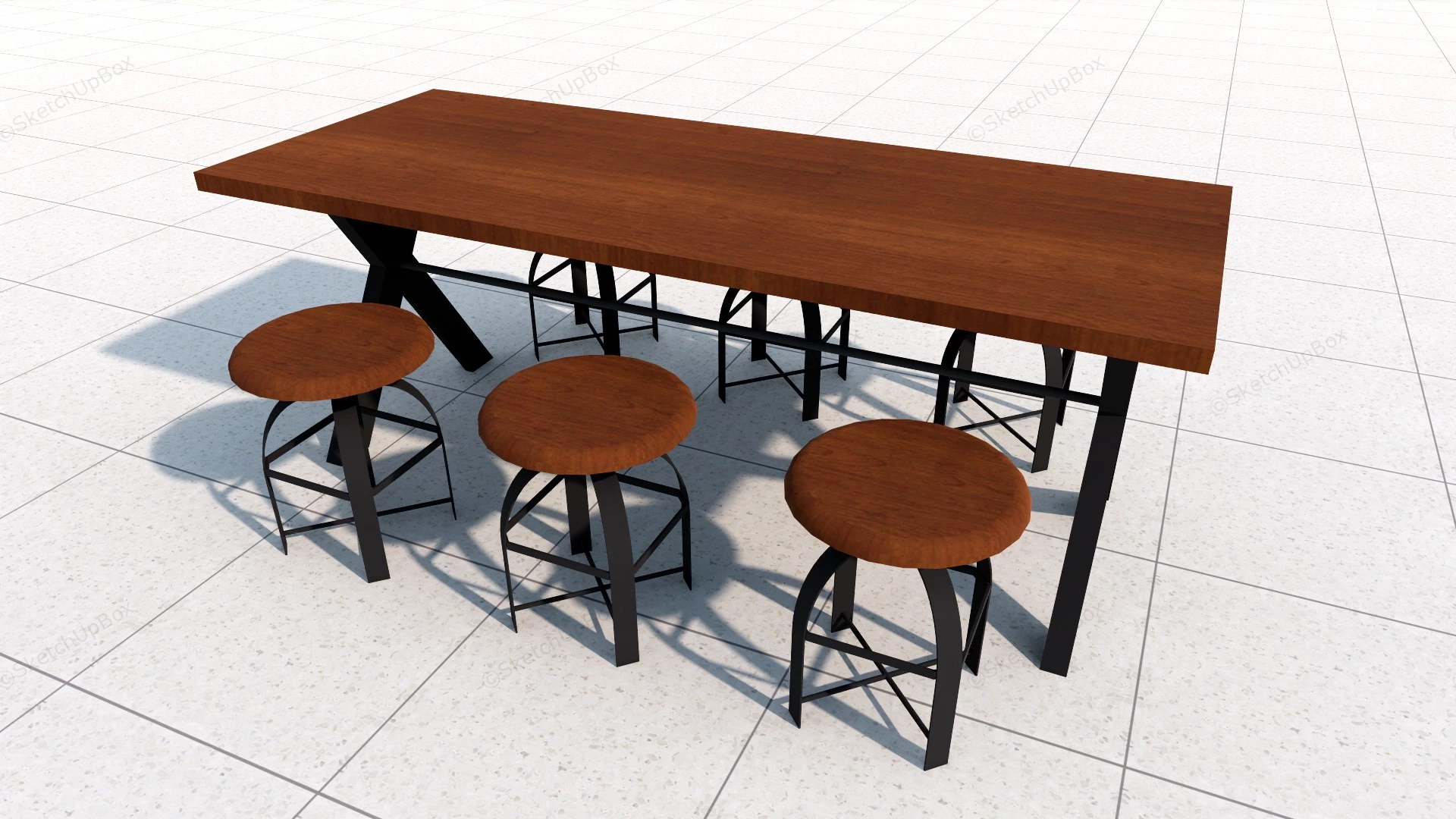 Industrial Style Dining Table Set sketchup model preview - SketchupBox