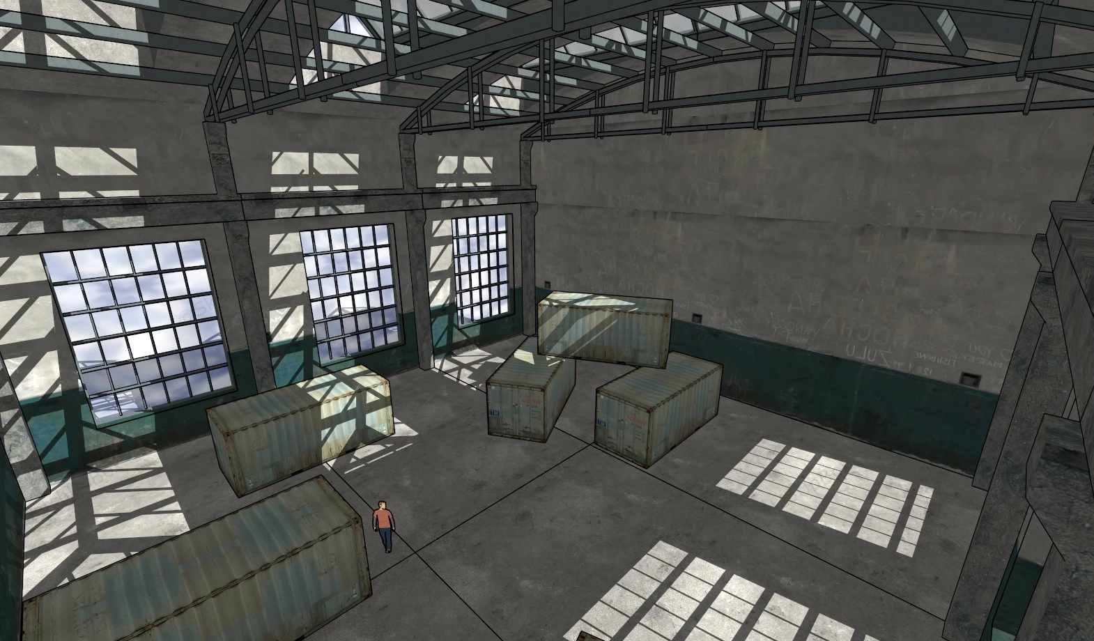 Old Industrial Warehouse Interior sketchup model preview - SketchupBox