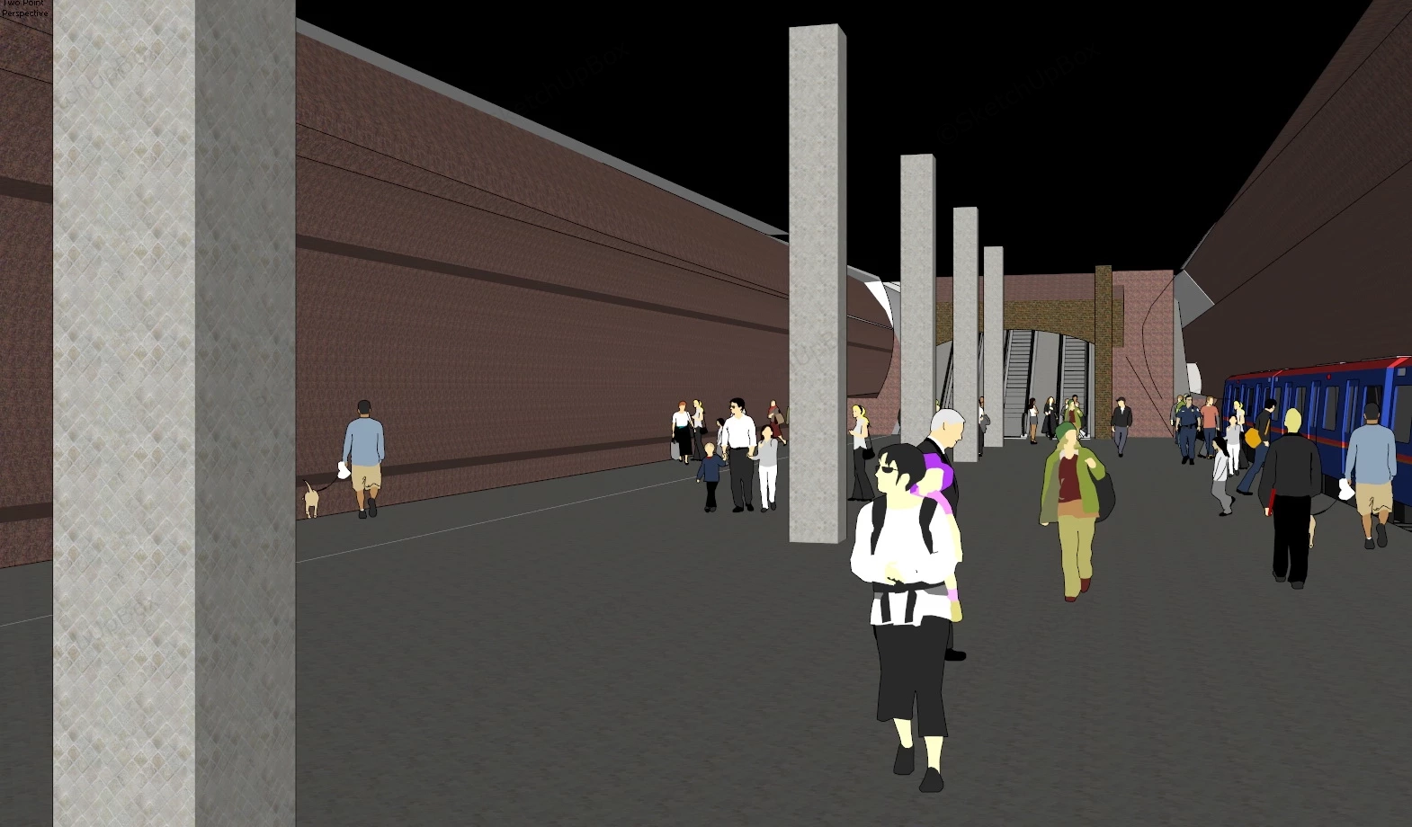 Metro Station Interior sketchup model preview - SketchupBox