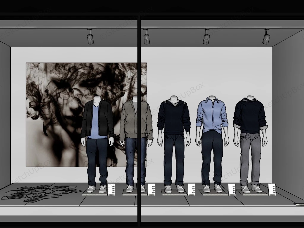 Mens Fashion Shop Window sketchup model preview - SketchupBox