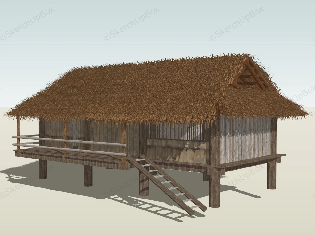 Vintage Stilted Cottage sketchup model preview - SketchupBox