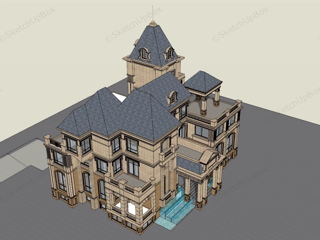 French Country Home Exterior sketchup model preview - SketchupBox