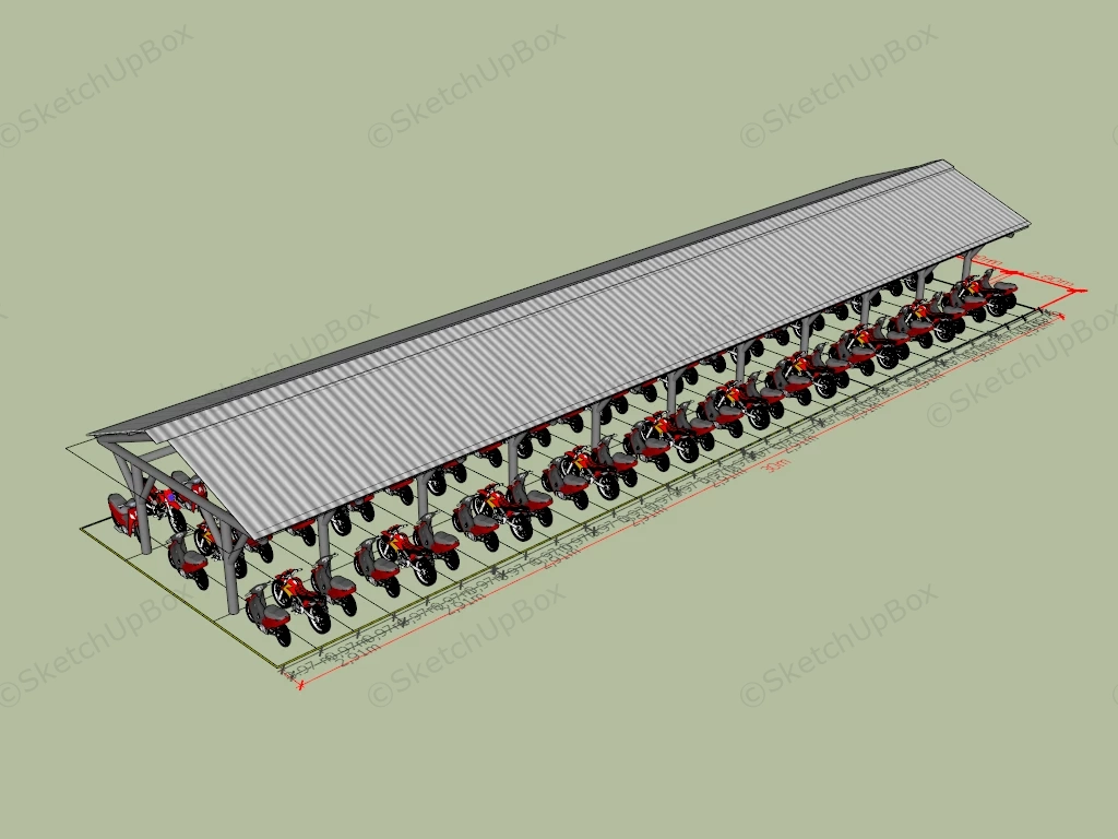 Public Motorcycle Shelter sketchup model preview - SketchupBox