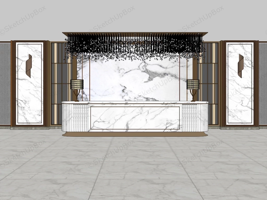 Asian Style Reception Counter sketchup model preview - SketchupBox