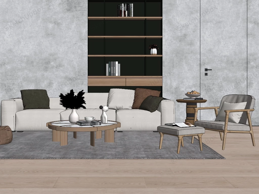 Industrial Modern Living Room Ideas sketchup model preview - SketchupBox