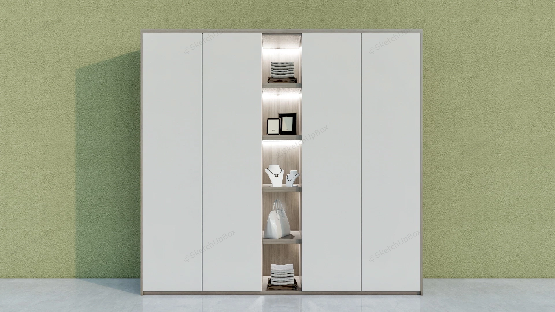 Modern Wardrobe With Shelves sketchup model preview - SketchupBox