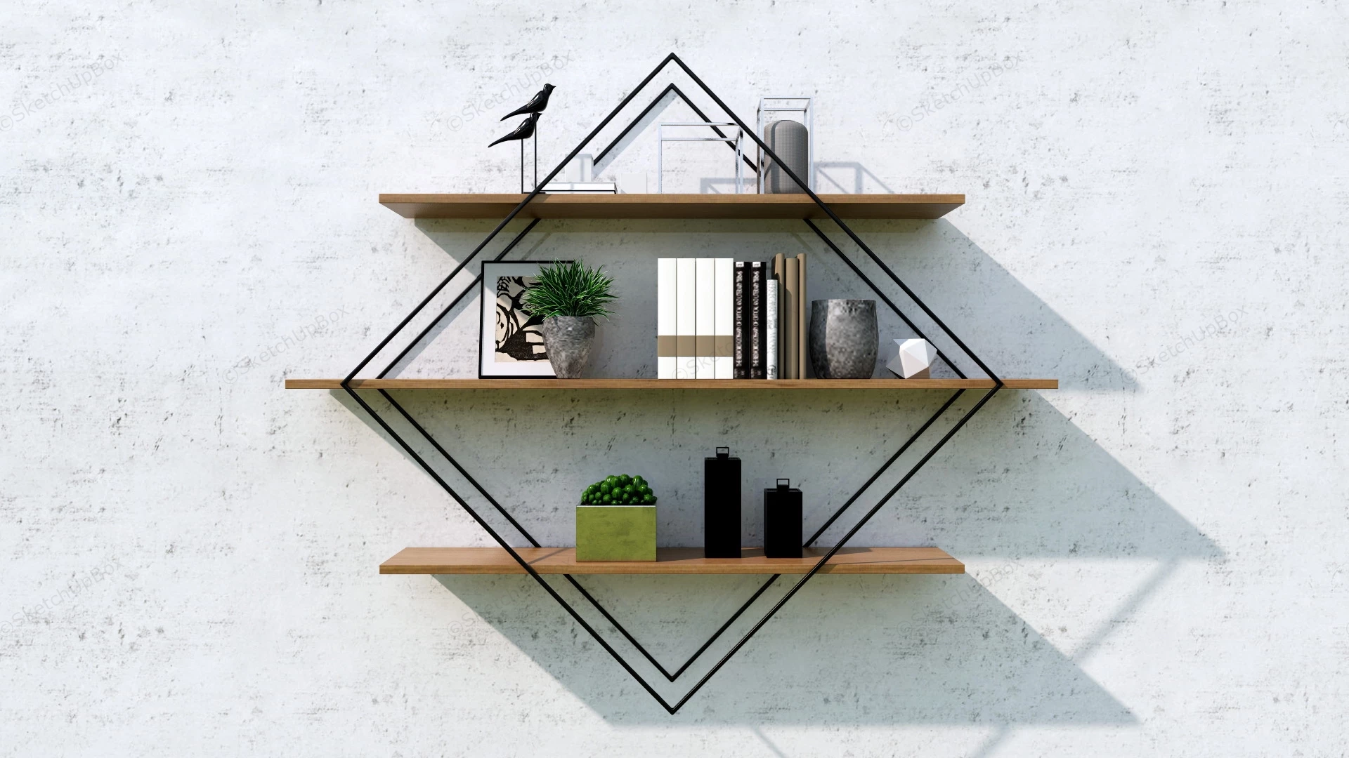 Wall Mount Bookshelf Ideas sketchup model preview - SketchupBox