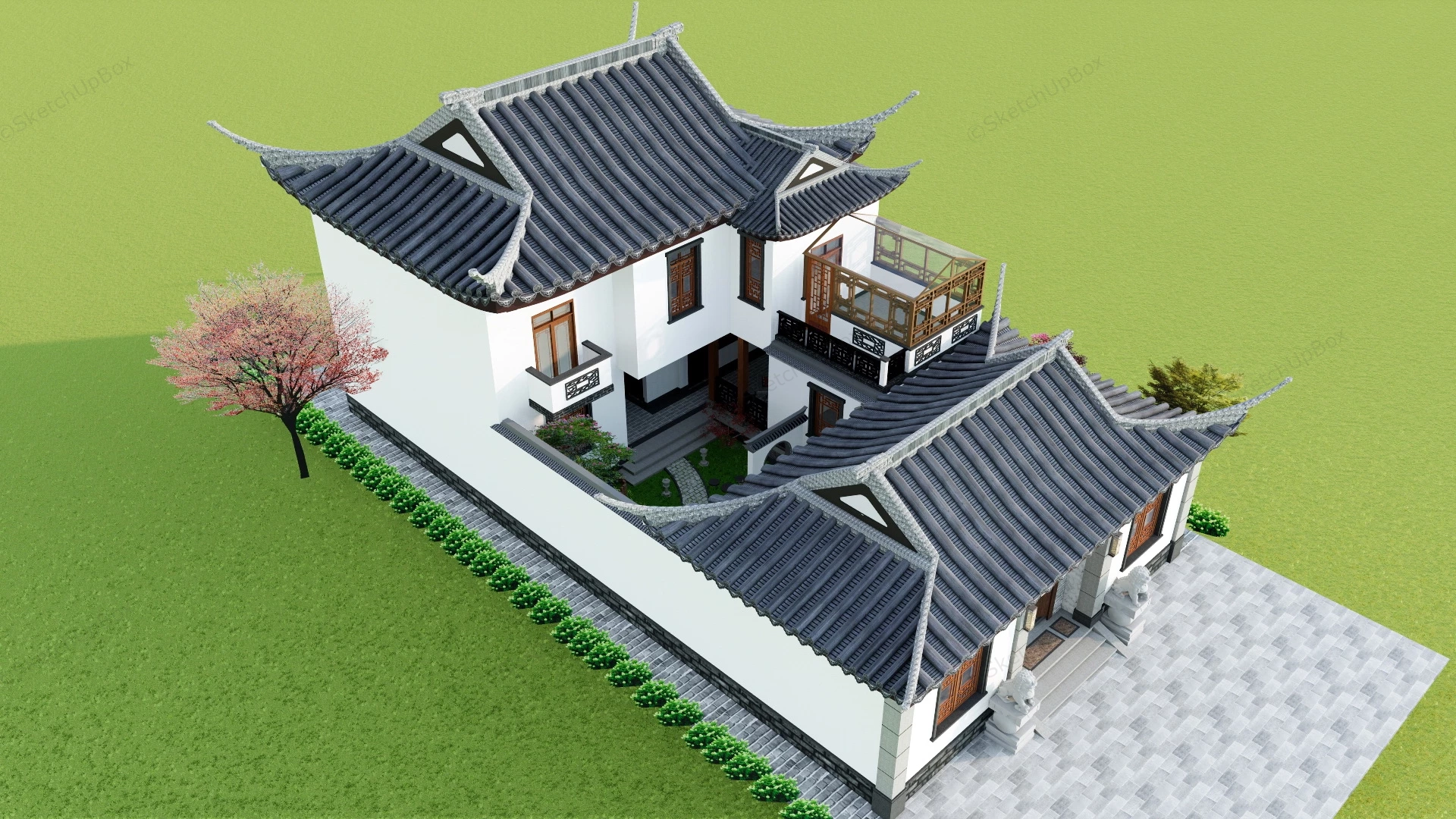 Ancient Chinese Courtyard House sketchup model preview - SketchupBox