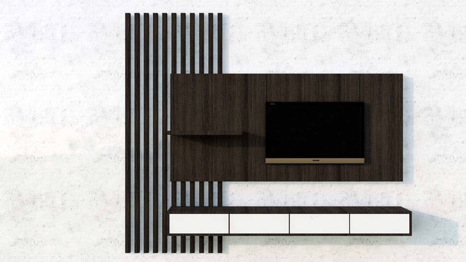 Tv Wall Unit Ideas sketchup model preview - SketchupBox