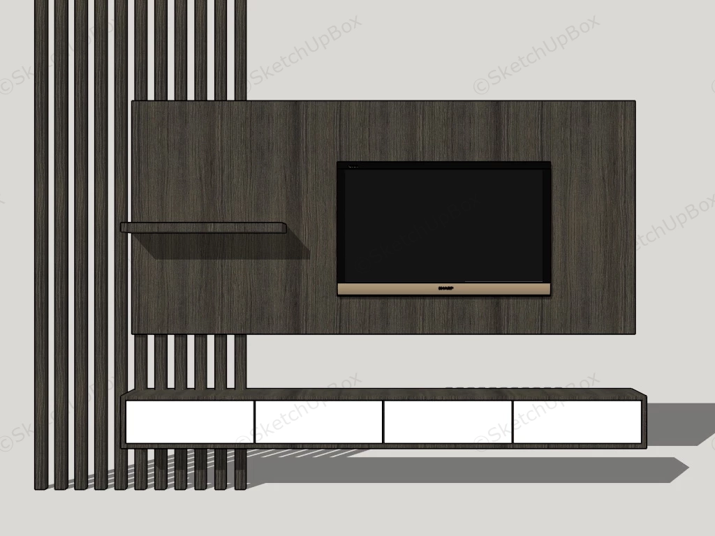 Tv Wall Unit Ideas sketchup model preview - SketchupBox