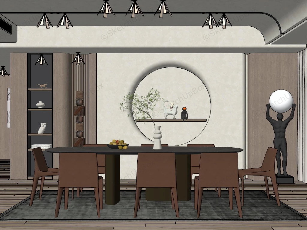 Contemporary Dining Room Ideas sketchup model preview - SketchupBox