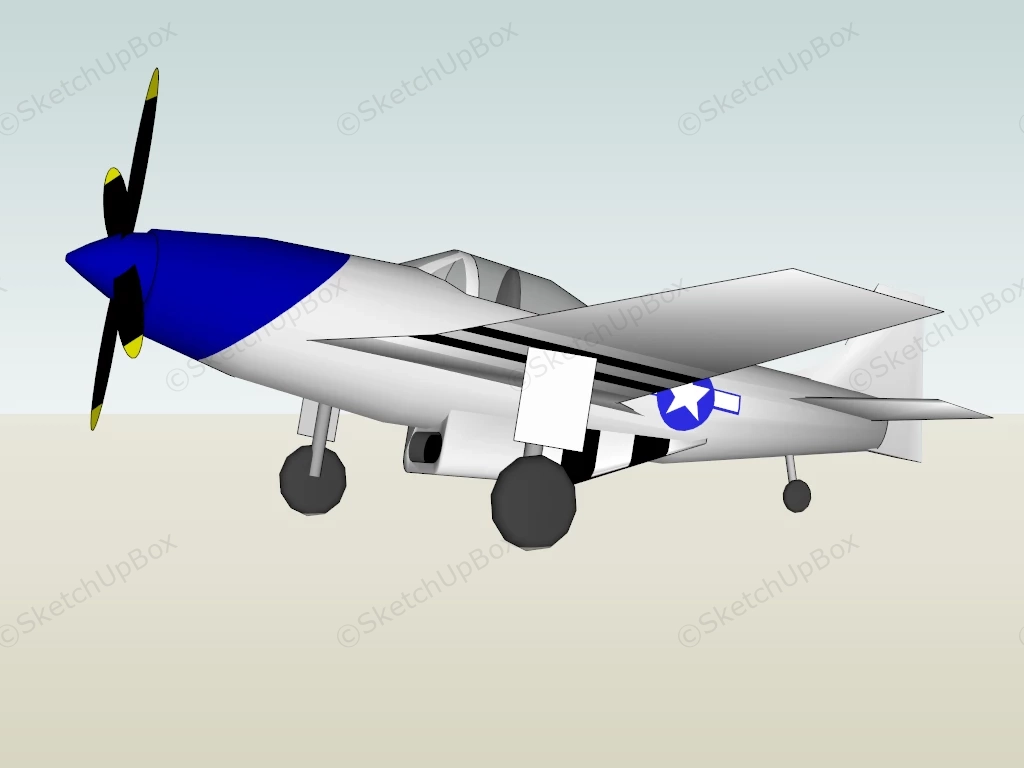 P 51 Mustang Aircraft sketchup model preview - SketchupBox