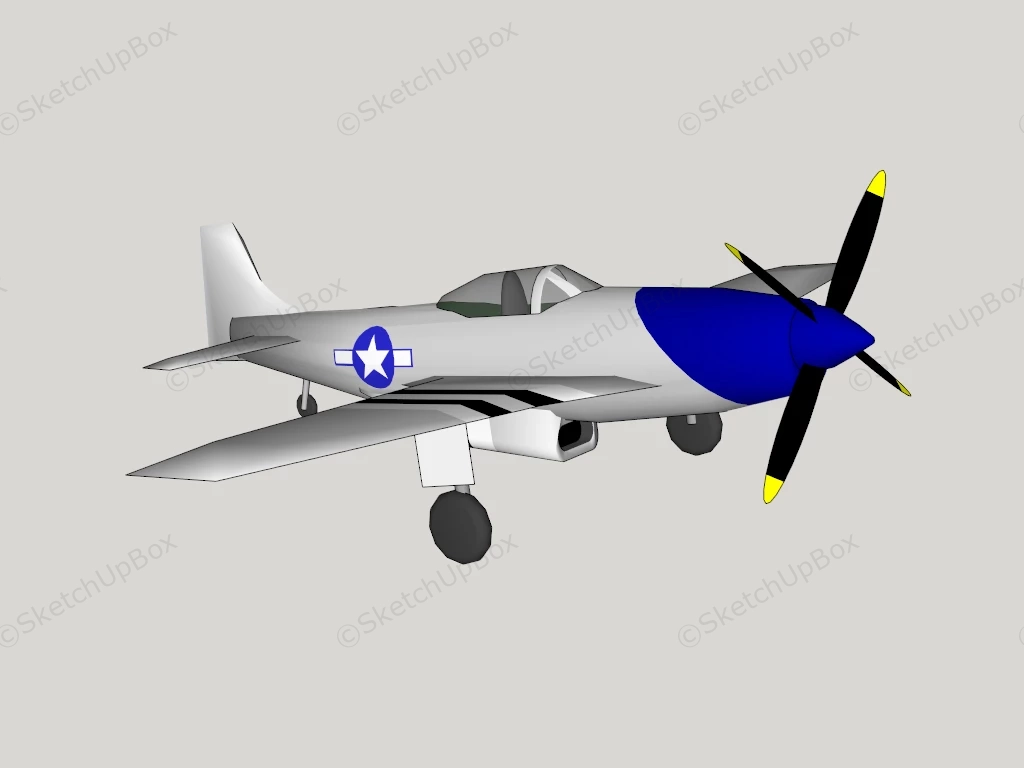 P 51 Mustang Aircraft sketchup model preview - SketchupBox