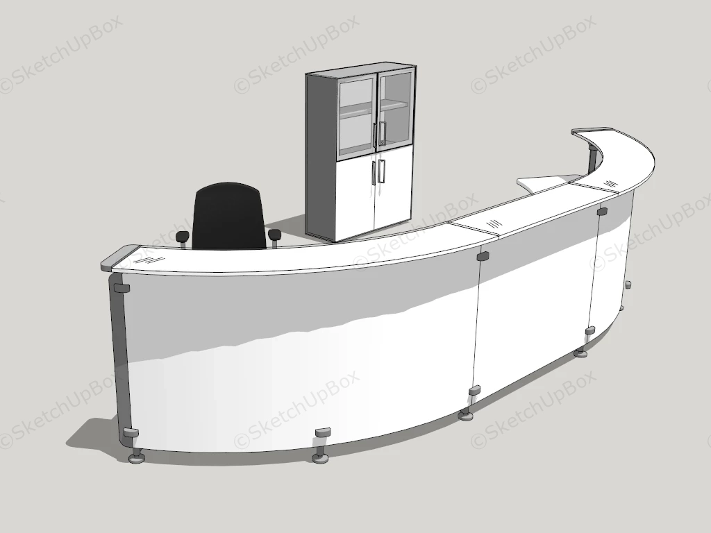 Curved Reception Desk With Storage sketchup model preview - SketchupBox