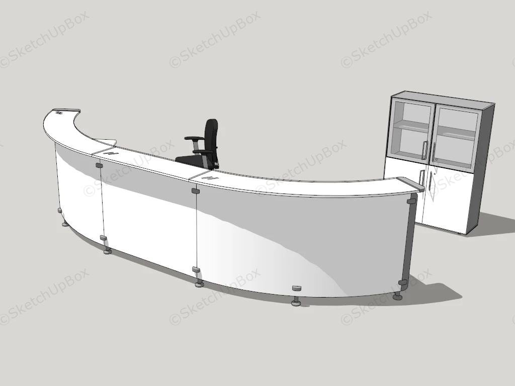 Curved Reception Desk With Storage sketchup model preview - SketchupBox