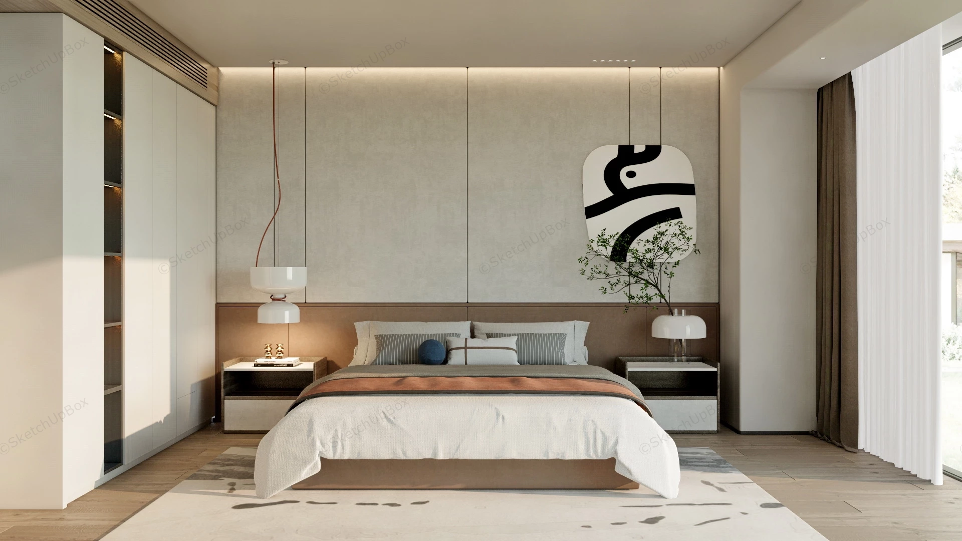 Contemporary Bedroom Ideas sketchup model preview - SketchupBox