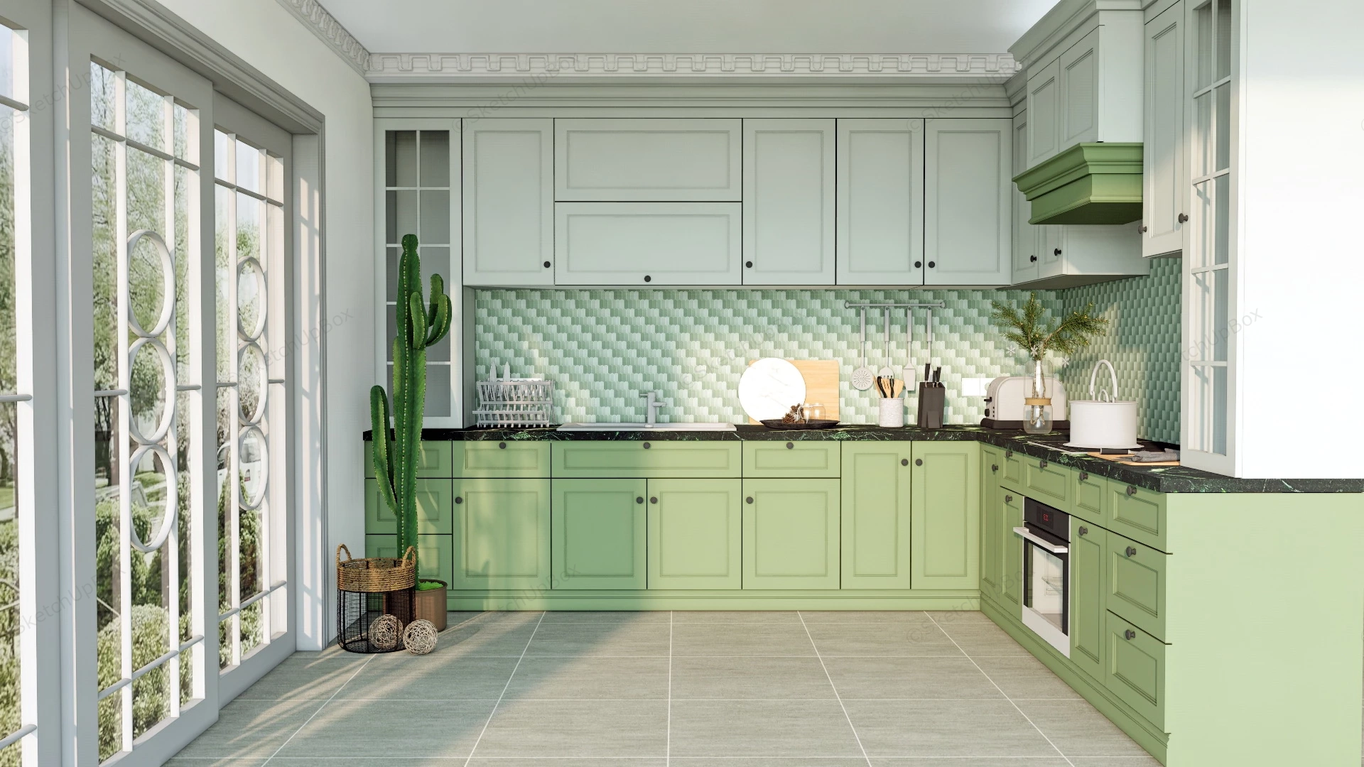 Kitchen Design Ideas Light Green sketchup model preview - SketchupBox