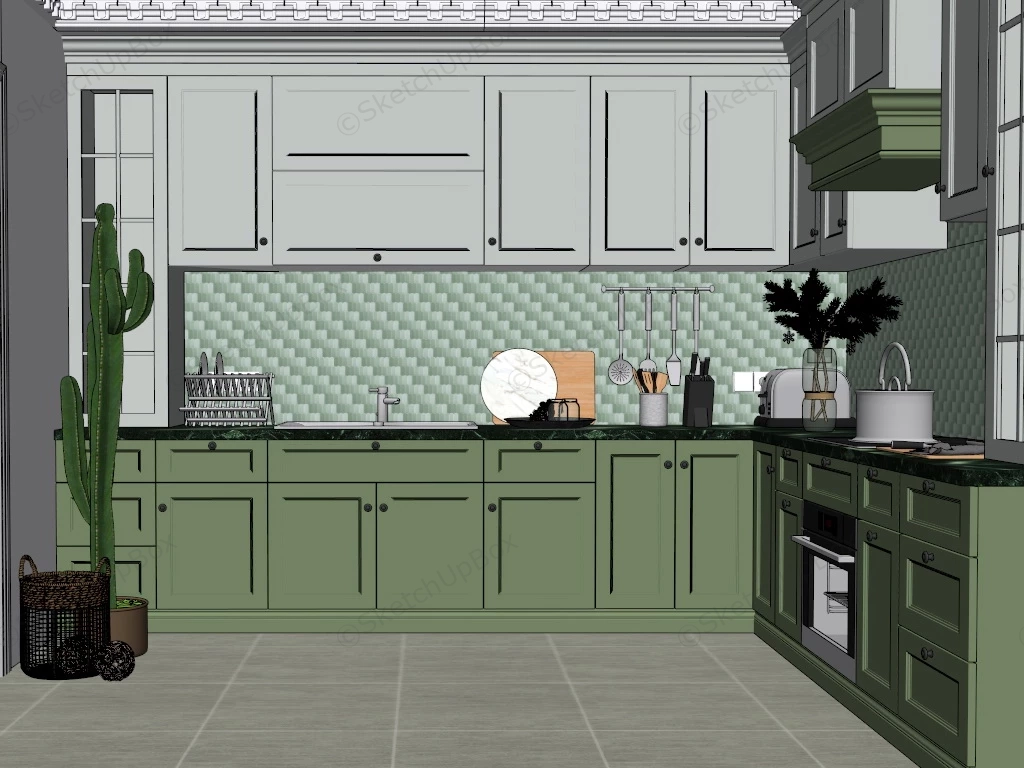 Kitchen Design Ideas Light Green sketchup model preview - SketchupBox