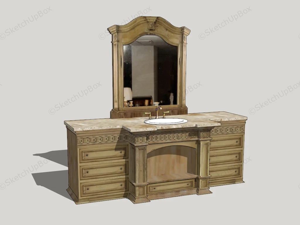 Vintage Bathroom Vanity sketchup model preview - SketchupBox