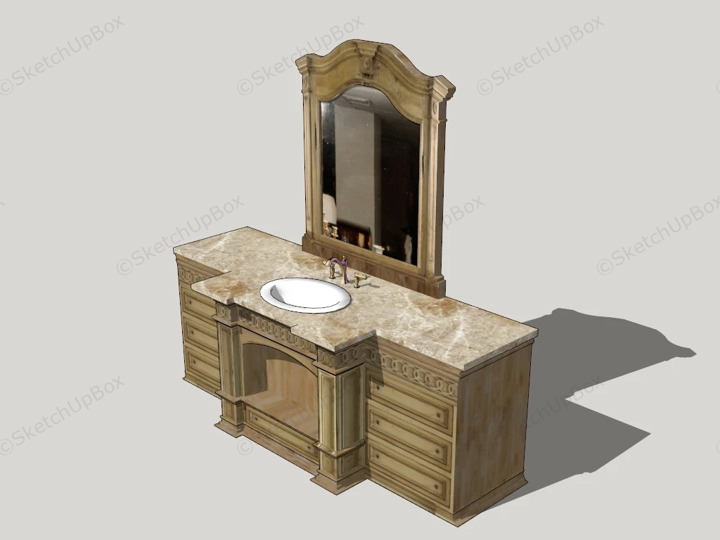 Vintage Bathroom Vanity sketchup model preview - SketchupBox