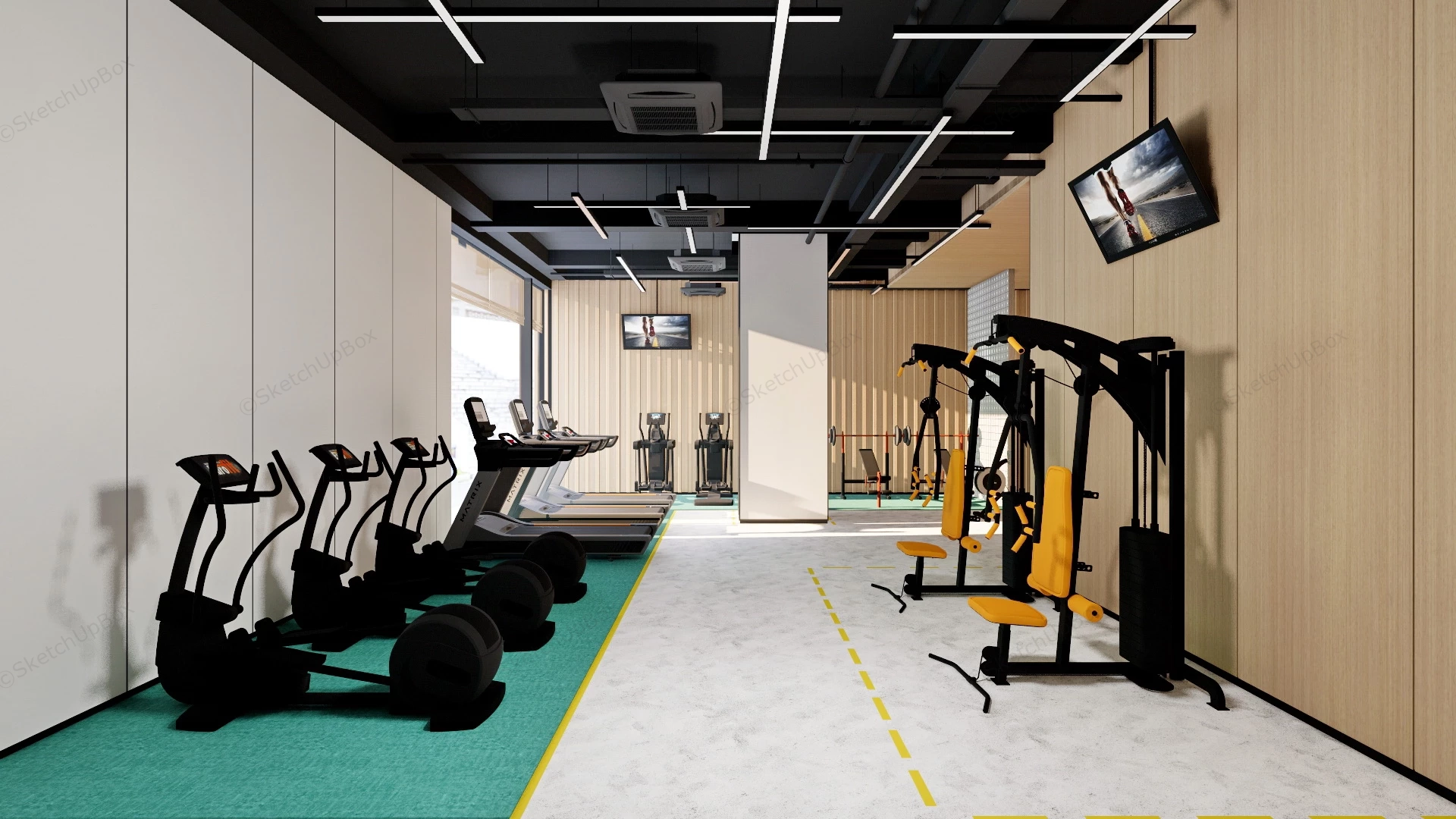 Office Gym Room sketchup model preview - SketchupBox