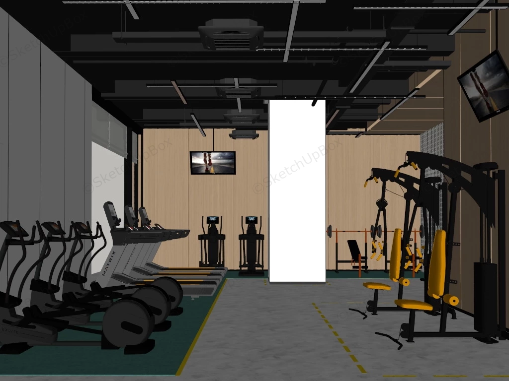 Office Gym Room sketchup model preview - SketchupBox