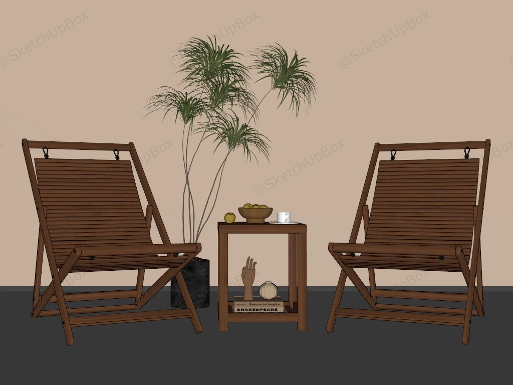 Patio Recliner Lounge Chairs sketchup model preview - SketchupBox