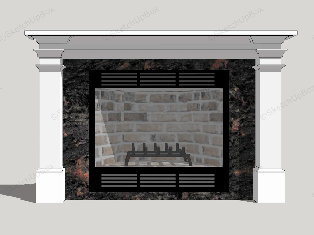 Black Fireplace With White Mantel sketchup model preview - SketchupBox