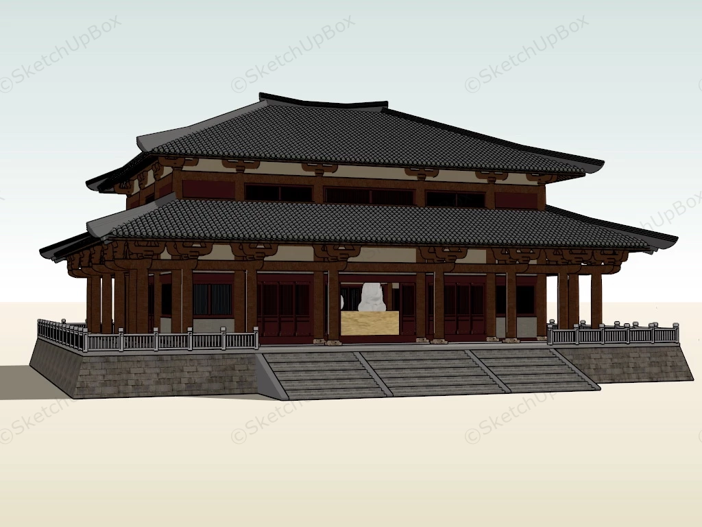 Buddha Hall Of Temple sketchup model preview - SketchupBox