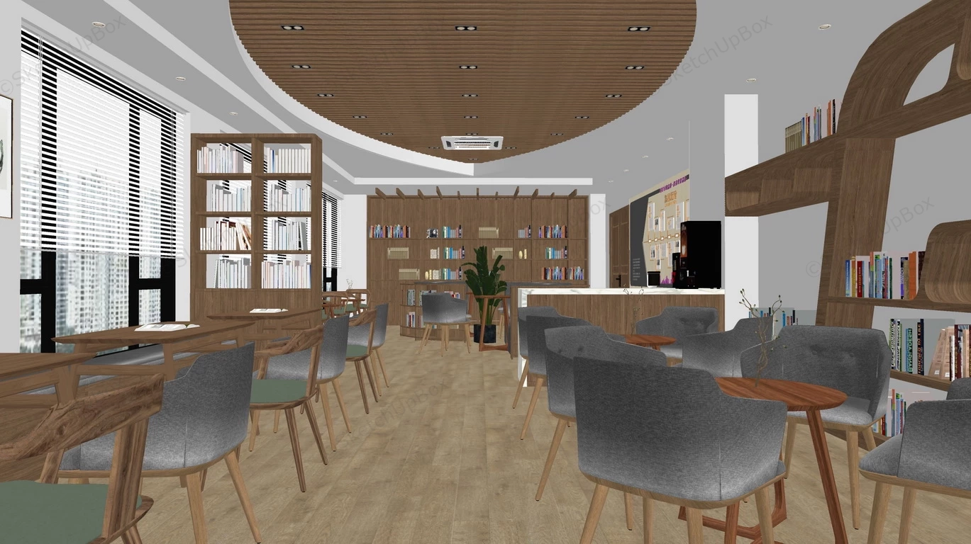 Company Library & Reading Room Design sketchup model preview - SketchupBox