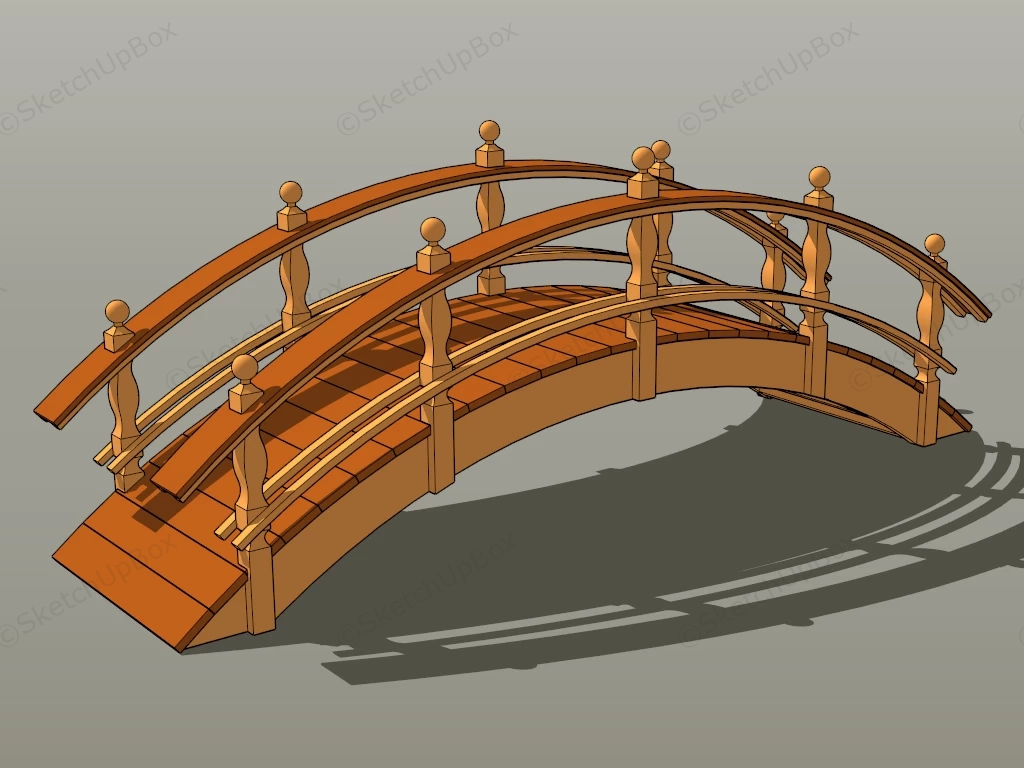 Wooden Garden Bridge sketchup model preview - SketchupBox