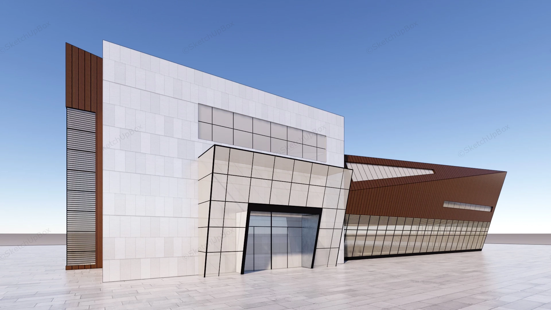 Modern Exhibition Hall Facade sketchup model preview - SketchupBox