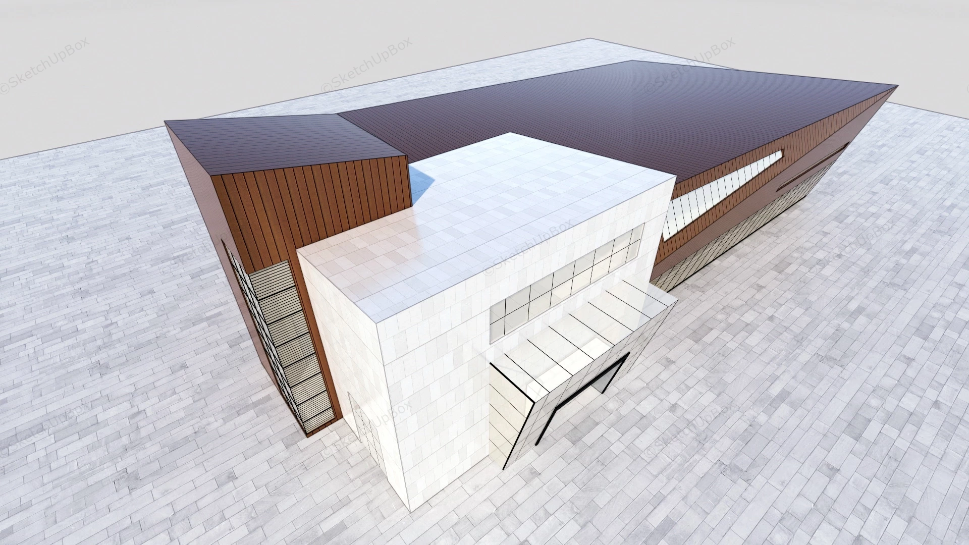 Modern Exhibition Hall Facade sketchup model preview - SketchupBox