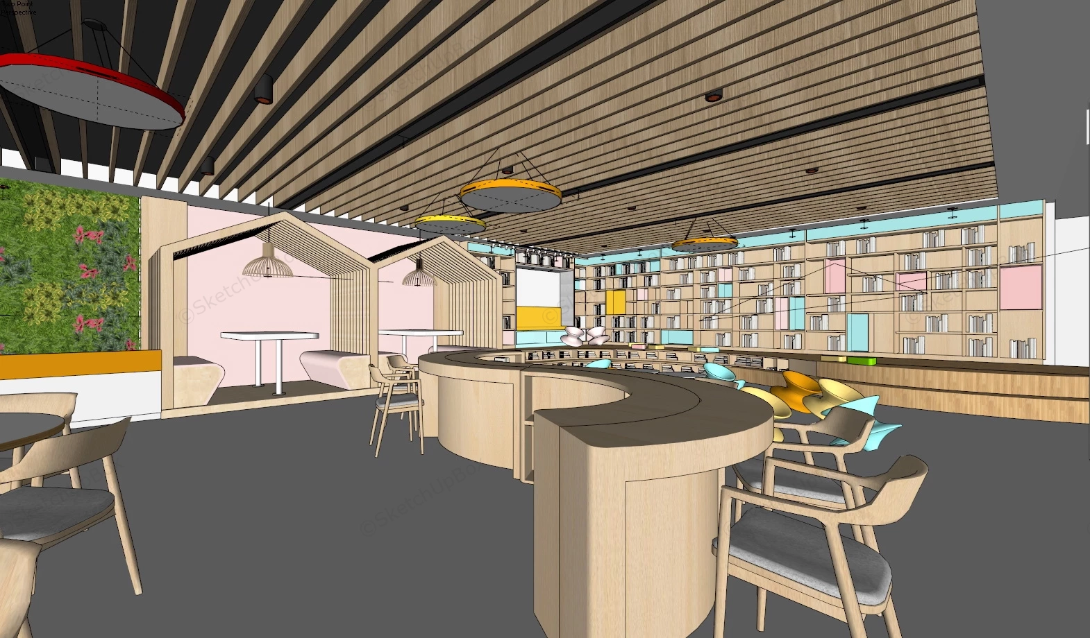 Small Bookstore Interior sketchup model preview - SketchupBox