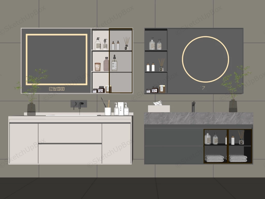 Modern Floating Bathroom Vanity Ideas sketchup model preview - SketchupBox