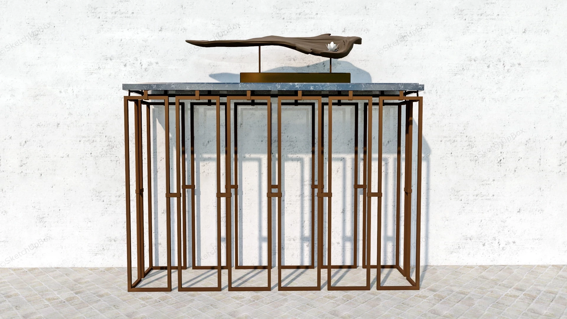 Entry Console Table sketchup model preview - SketchupBox