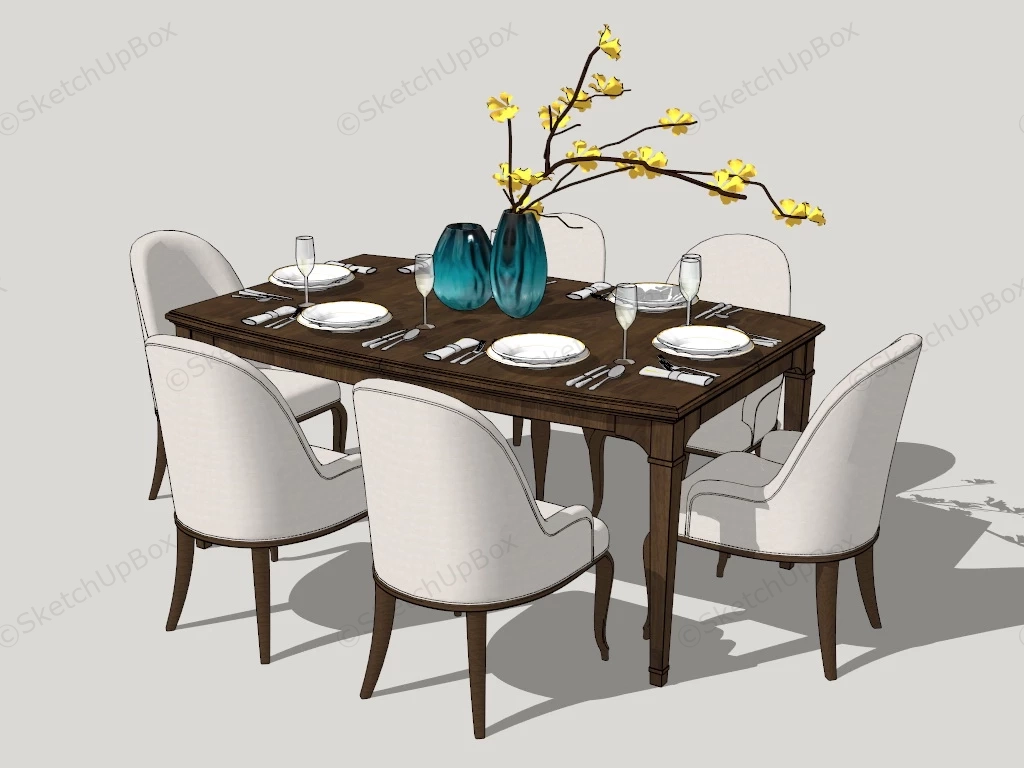 Formal Dining Room Sets For 6 sketchup model preview - SketchupBox