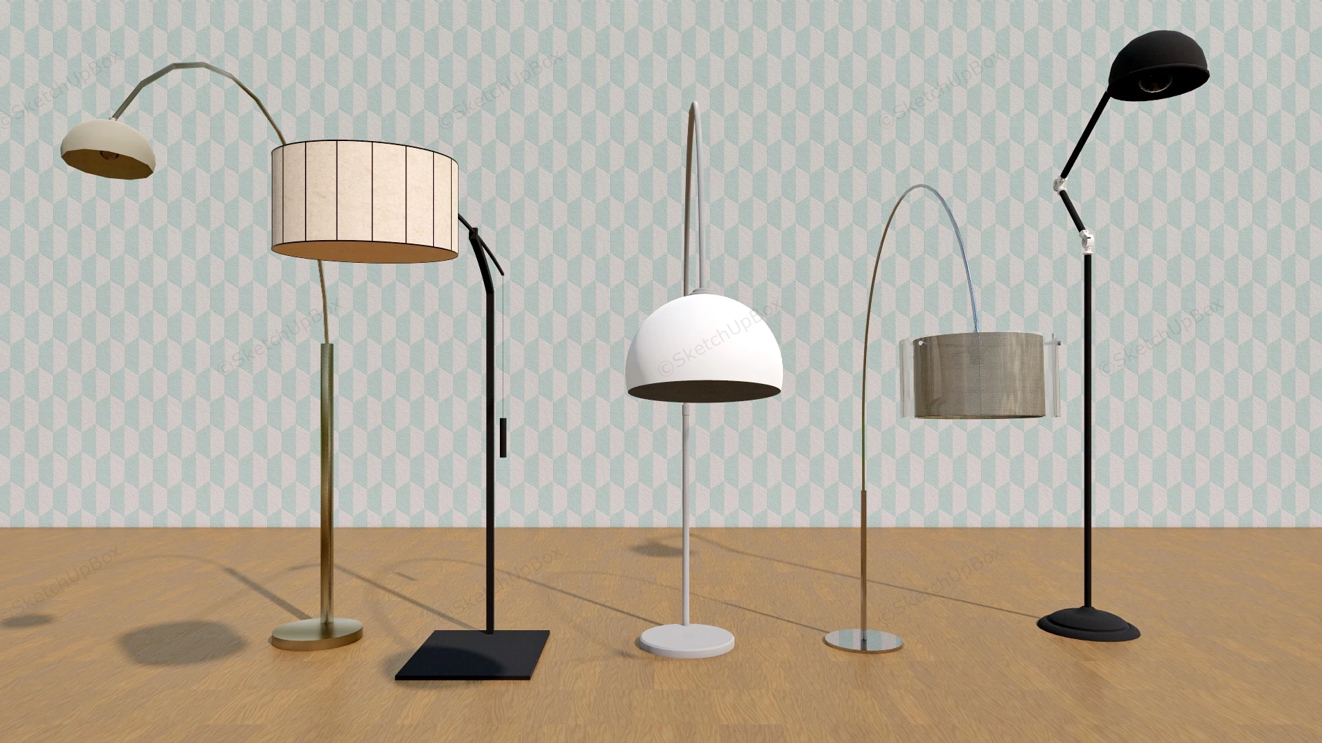 Modern Floor Lamps sketchup model preview - SketchupBox