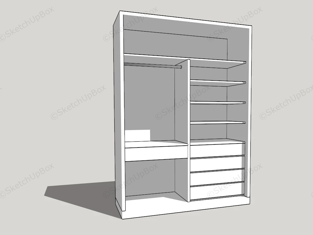 Open Wardrobe With Shelves sketchup model preview - SketchupBox