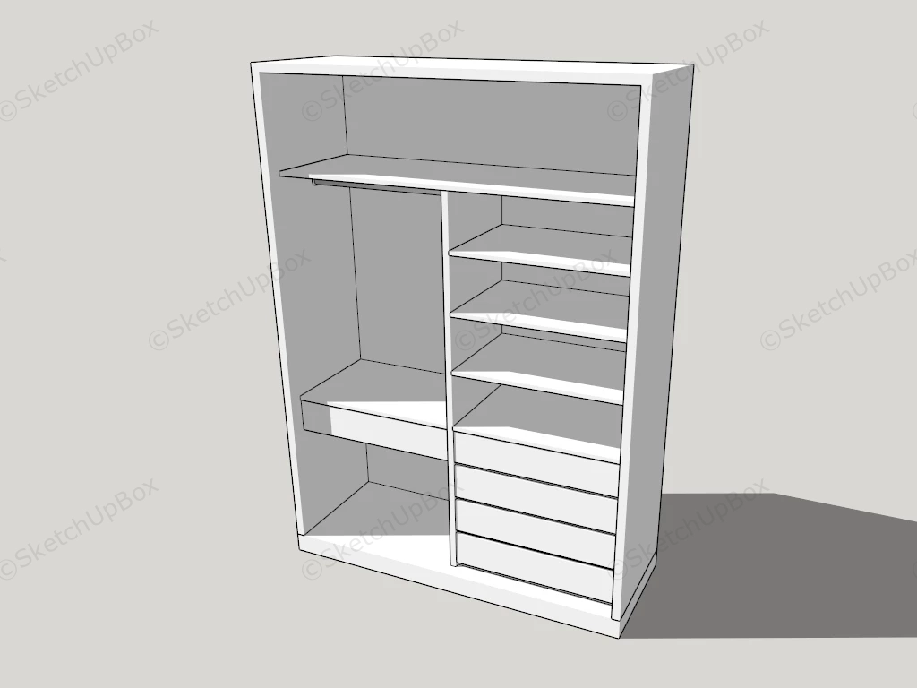 Open Wardrobe With Shelves sketchup model preview - SketchupBox