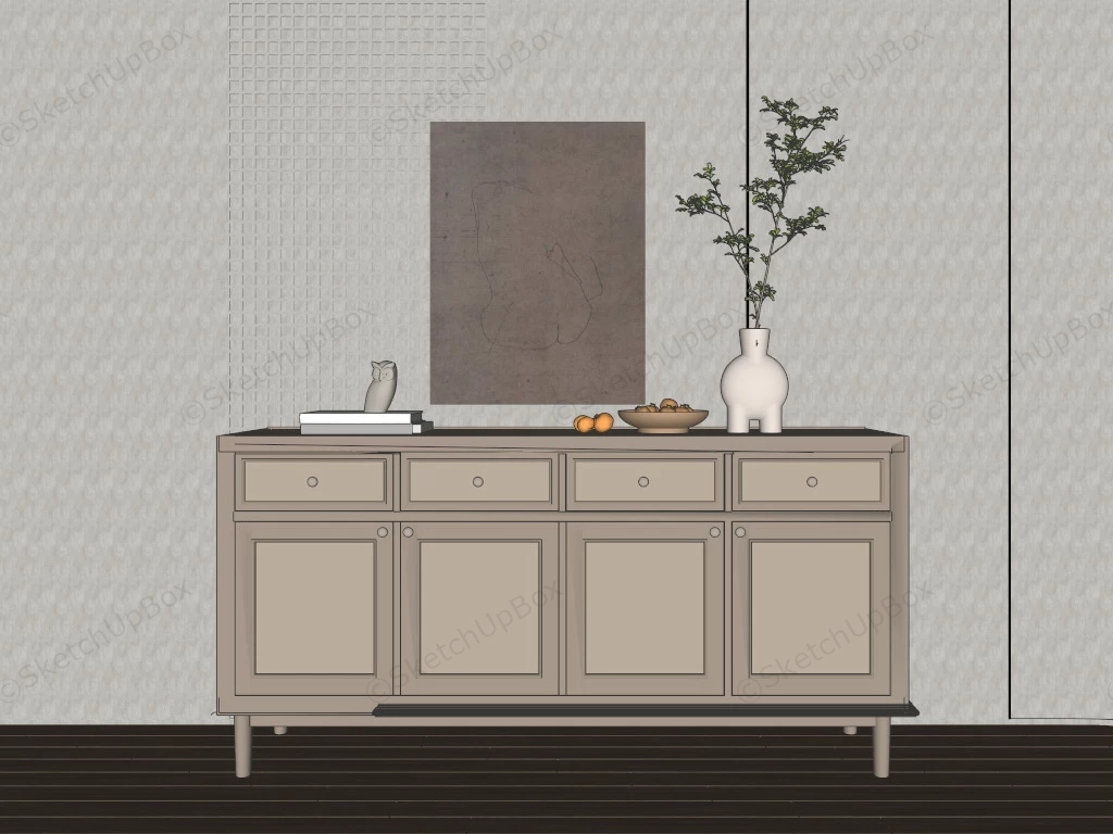 Modern Rustic Entry Sideboard sketchup model preview - SketchupBox