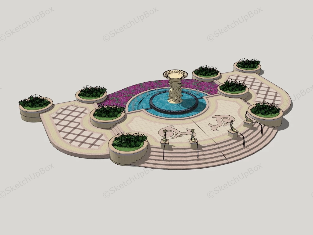 Water Fountain Landscaping sketchup model preview - SketchupBox